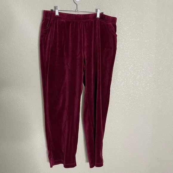 Quacker Factory Cranberry Pants Large Velvet Velour - Picture 5 of 5